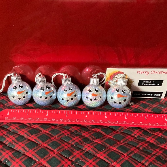 Set of 5 Mini Glass Ball Snowmen Ornaments - Picture 1 of 5